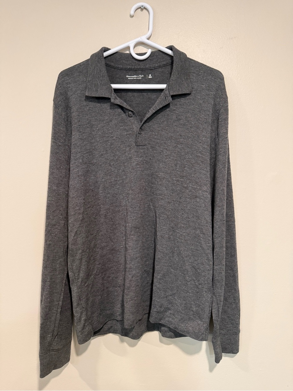 Abercrombie & Fitch Men's Long-Sleeve Polo - Charcoal Gray